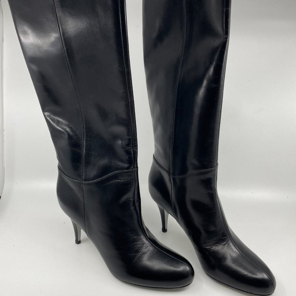 Sergio Rossi Black Leather High Boots size 8 (38.5) Brand New Never Worn